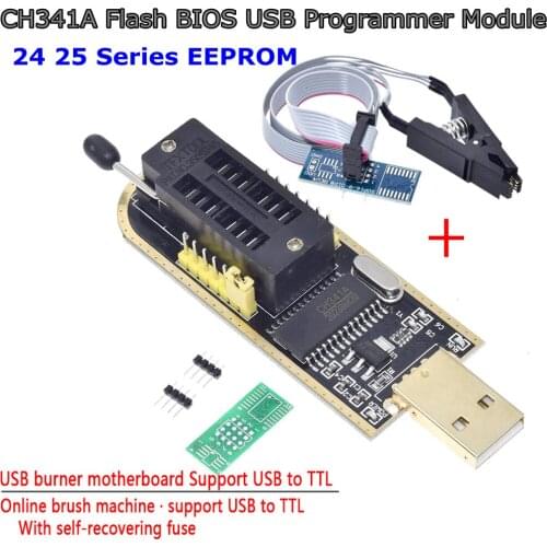 1PCS CH341A 24 25 Series EEPROM Flash BIOS USB Programmer Module + SOIC8 SOP8 Test Clip For EEPROM 93CXX / 25CXX / 24CXX