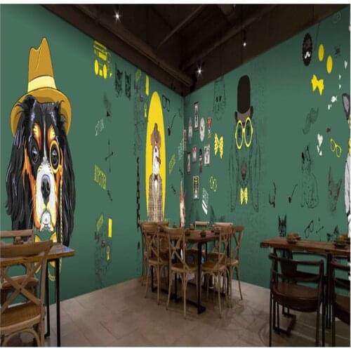 Drop Shipping Custom 3d Wallpaper Personality Fashion Animal Graffiti Wallpaper Net Coffee Tea Shop Restaurant Clothing Store