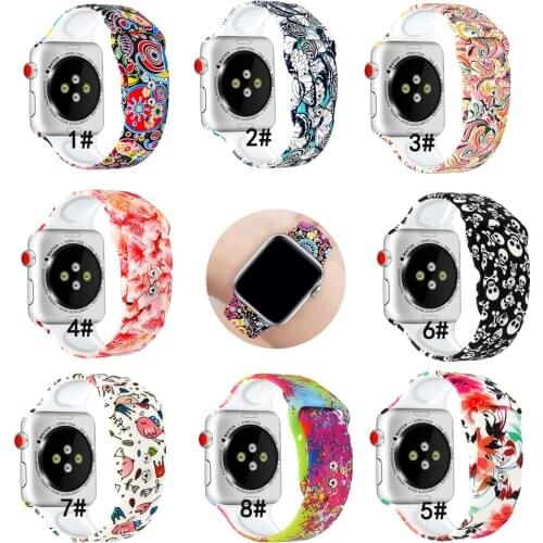 8 Style Pattern Strap For Apple Watch Series 6 SE 5 4 Band 40mm 44mm Bracelet Correa Soft Silicone Band for iWatch 2 3 38MM 42MM