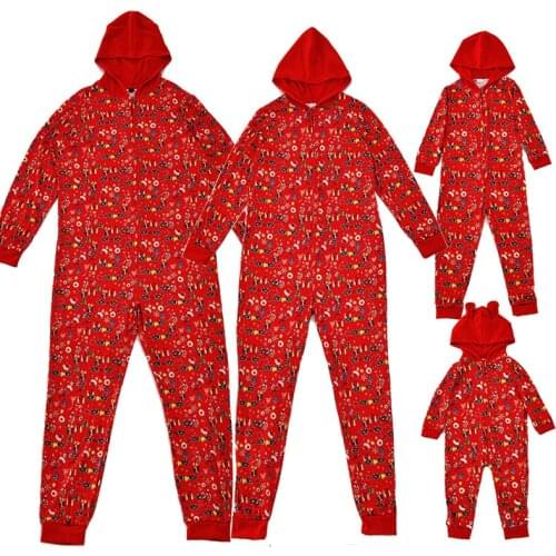 Christmas Family Matching Pajamas Father Mother Children Baby Red Sleepwear Mommy and Me Xmas Pjs Clothes Jumpsuit One-Piece