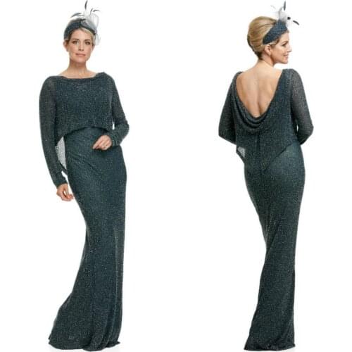 Modest Joyceyoungcollections Jewel Long Sleeve Backess Mother Of The Bride Dress With Jacket Mother Dress Formal Evening Gowns