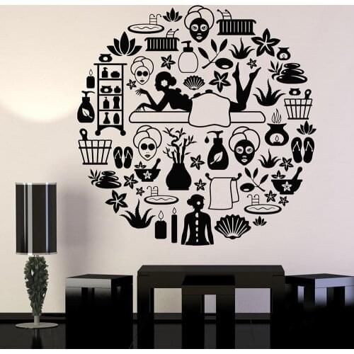 Spa Salon Center Beauty Health Massage Vinyl Wall Decal Home Decor Art Mural Removable Wall Stickers