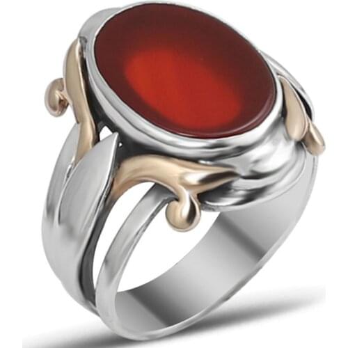 Special Design Solid 925 Sterling Silver Ottoman Sultan Agate Stone Men Ring