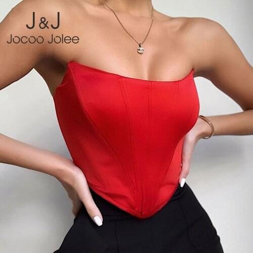 Jocoo Jolee Sexy Corset Crop Tops Vest Female Underwear Backless Skinny Bustier Top Fashion Sleeveless Off Shoulder Velvet