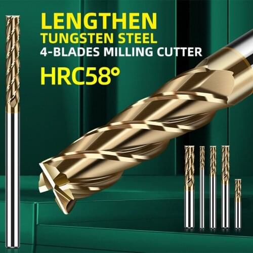 Lengthen Milling Cutter Alloy Coating Tungsten Steel Tool HRC58 Cnc Endmill Top ROMTIC Milling Cutter Kit Milling Cutter Tool