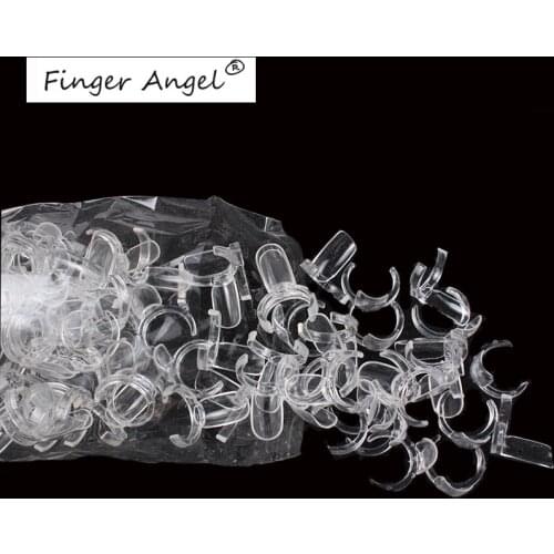 Finger Angle 100Pcs Transparent Color Ring Style False Nail Tips Artificial Fake Nails Art Acrylic Manicure Tools JT002