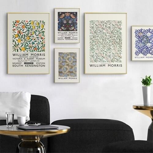 Vintage Fruit Flower Leaves Canvas Painting William Morris Museum Exhibition Poster Botanical Wall Art Picture Print Home Decor