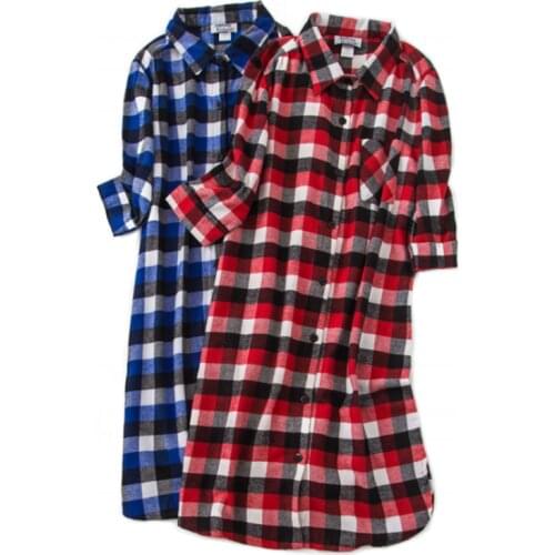 2021 Summer Female Casual Plaid Loosen nightydress Ladies 100% Cotton Nightgown Women Half Sleeve Cardigan sleepshirts XXXL 5XL