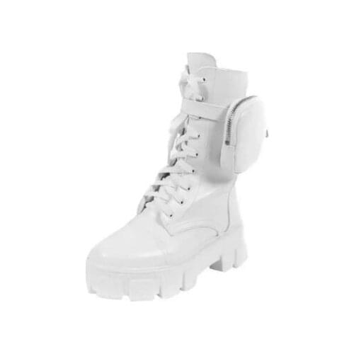 Womens fashion casual punk soles small bag womens boots lace-up naked boots