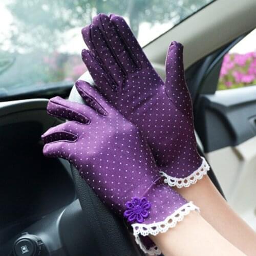 Womens Summer Outdoor Sports Cycling Dancing Sunscreen Short Sun Gloves Thin Elastic Spandex Black Spots Driving Gloves K4