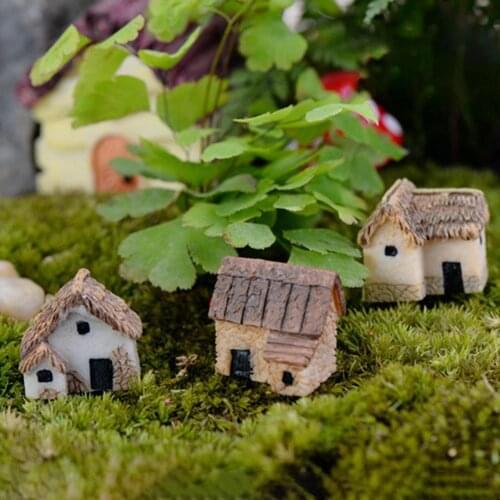 1/4Pcs Micro Landscape Miniature Village Stone House DIY Garden Ornament Decor