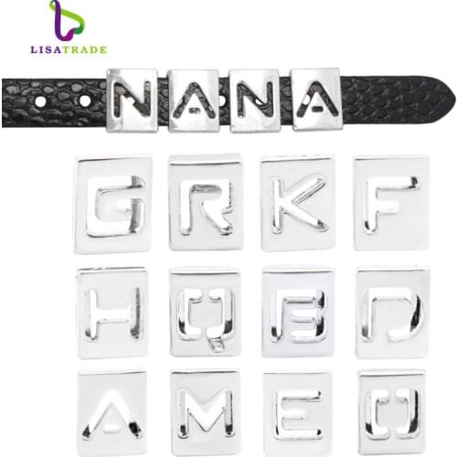 130PCS 8MM Hollow Slide Letters D0010 New fashion jewelry Fit Wristband Pet Collar Name LSSL010*130