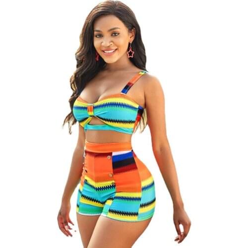 2021 Summer women swimsuit Sexy two Pieces Bikini купальник женский Set ladies Beachwear printing multicolour breathe swim Suit