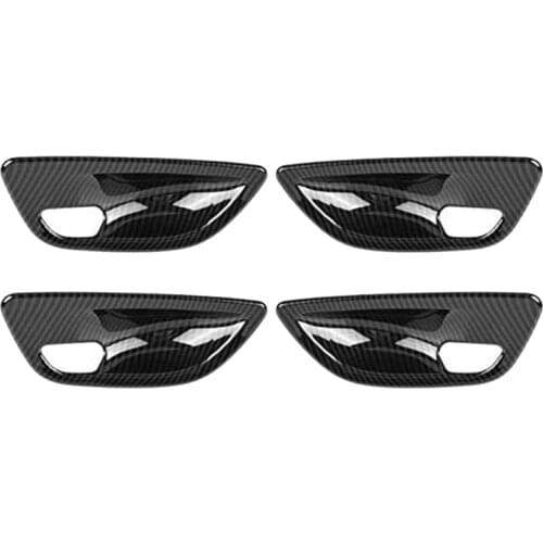 4Pcs Carbon Fiber Interior Door Handle Bowl Cover Trim For-BMW 5 Series F10 2011