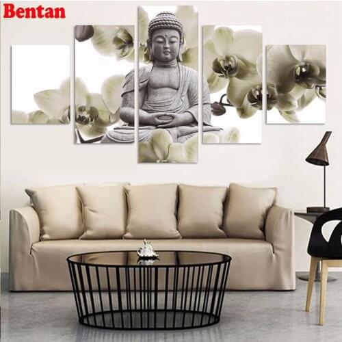 5pcs diy diamond painting buddha flower diamond embroidery full square mosaic diamond painting cross stitch new Years gift