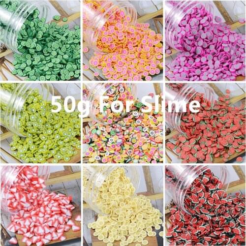 50g Polymer Clay Fruit Slices Slime Additives Lizun Soft Pottery Charms For Slime Supplies Filler Nail Art Beauty Decor Toys