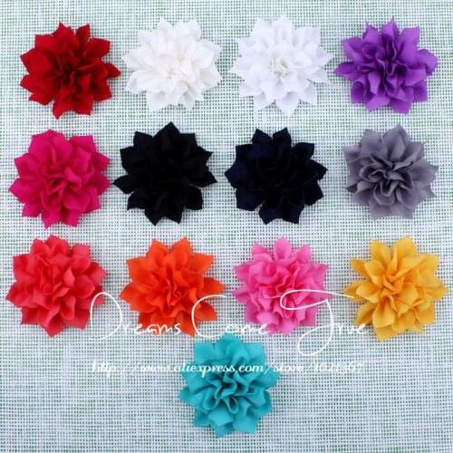 50pcs/lot 3.6" 13 Colors Excellent Quality Vintage Handmade Chic Fabric Lotus Hair Flowers For Baby Girld Headwear/Dress/Shoes