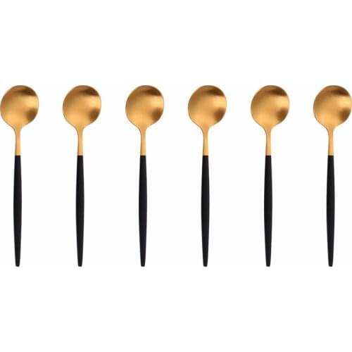 6 Pcs Stainless Steel Coffee Stirring Tea Spoons Drinking Ice Cream Honey Teaspoons Cocktail Stirring Cutlery Kitchen Teaspoons