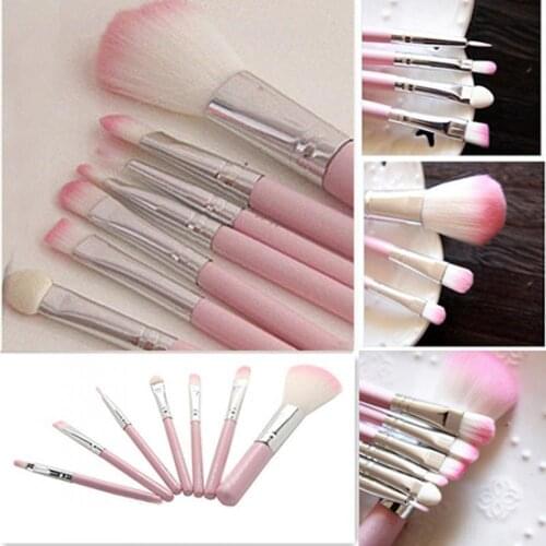 7Pcs/Set Wholesale Makeup Brushes Pink Eyeshadow Eyeliner Face Lip Makeup Brush Set Beauty Cosmetic Brush Sets