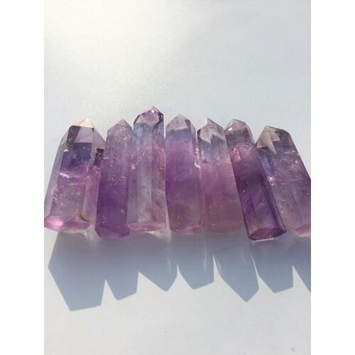 7pcs Hight quality Natural purple amethyst quartz obelisk crystal wand point healing