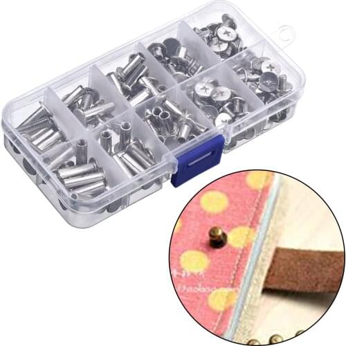 80 Sets Chicago Screws 5 Sizes 6 10 12 15 18mm Binding Screws Studs Rivets