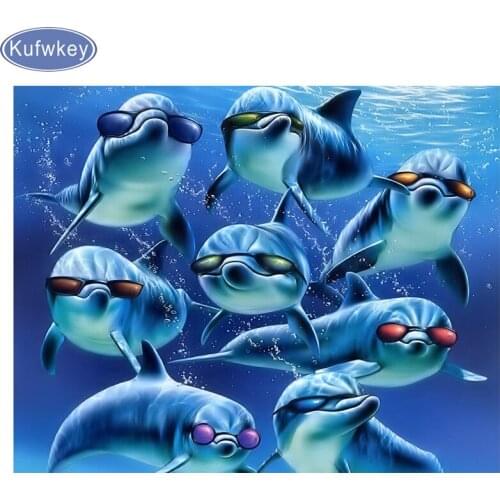 Diamond Embroidery dolphins Cross Stitch DIY Diamond Painting scenery Fish Full square rhinestones picture Animals 5d Home Decor