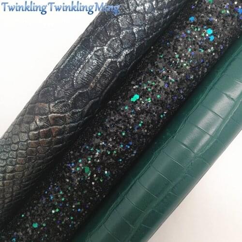 Mixed Colors Glitter Fabric, Snake Crocodile Synthetic Leather Fabric Sheets For Bow A4 21x29CM Twinkling Ming XM678
