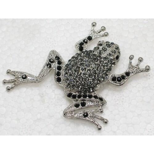 Black Rhinestone Frog Pin brooches C239 H