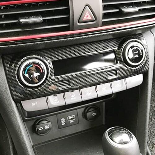 For Hyundai Kona Encino 2018 2019 ABS Matte and Carbon fibre Car air conditioner Switch panel Cover Trim Car Styling Accessories