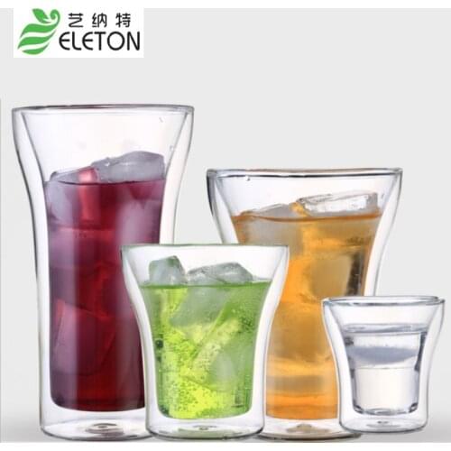 ELETON Flashlight double cup transparent two-layer hot glass cappuccino transparent creative cup coffee cup drinkware