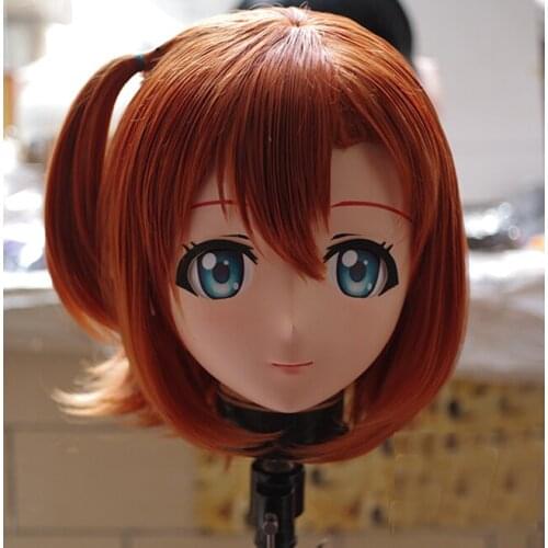 KM123) Handmade Female Resin Crossdress Pretty Girl 3/4 Head Lolita Doll Mask Japanese Anime Cosplay Kigurumi Mask Crossdresser