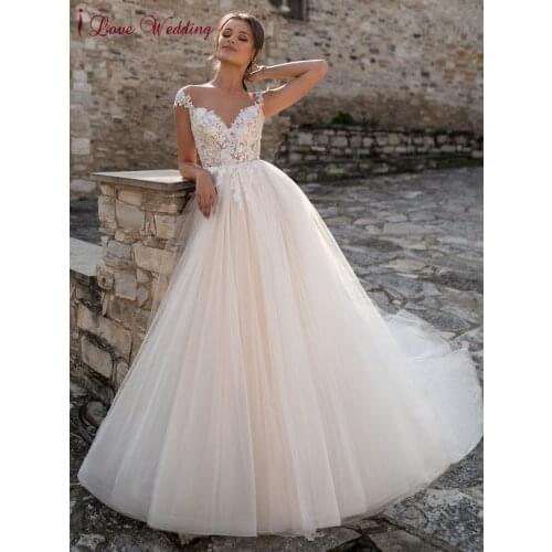 Lace Wedding Dress A Line Sweetheart Off the Shoulder Simple Tulle Applique Bride Wedding Gown Backless Chapel Train Robe Mariee