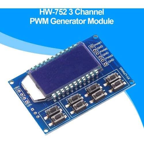 HW-752 3 Channel PWM Signal Generator Board Module 1Hz~150KHz Pulse Frequency Duty Cycle Adjustable with LCD Display 3.3~30V