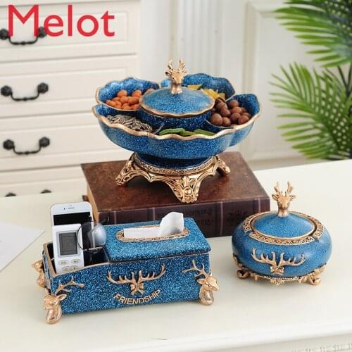 Fashion European Style Luxury Multi-Functional Tissue Box Remote Control Storage Box Modern Snack Storage Box Decoration