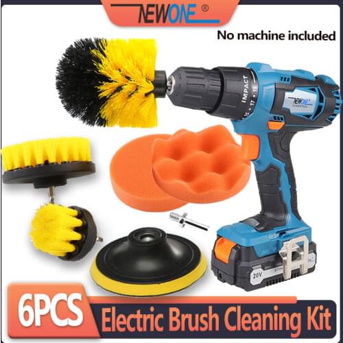6PCS Powerful Electric Drill Brush Cleaning Kit, Brush Head Accessory Kit For Kitchen Bathroom Car Surface Bathtub Shower Tile