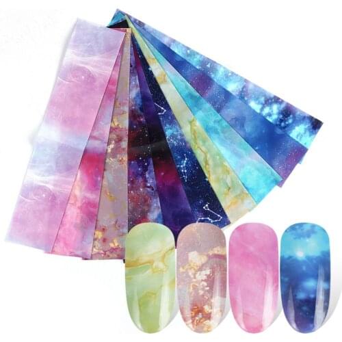 DIY Star Night Sky Adhesive Nail Art Sticker Transfer Paper Decal Manicure Decor