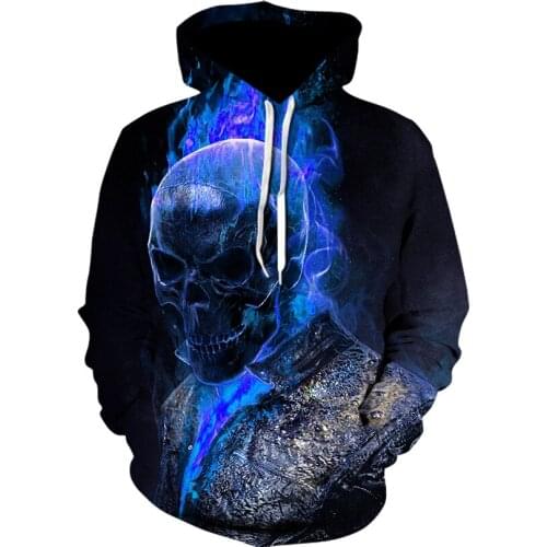 2021 new hot unisex sweatshirt 3d-printed flame skull hoodie pocket grey coat Mens casual hoodie Manufacturer promotion S-4XL