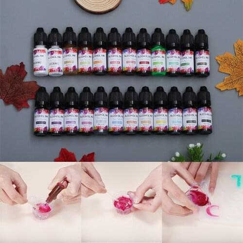 24Colors 10ml Epoxy Resin Diffusion Pigment Epoxy Resin Pigment alcohol ink Liquid Colorant Dye Ink Diffusion for Jewelry Making