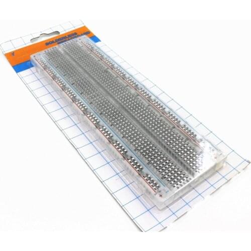 Transparent Solderless Plug-in BreadBoard 830 Tie-points 4 Power Rails 6.5 x 2.2 x 0.3 inch-165 x 55 x 9mm