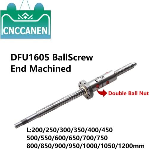 Ballscew DFU1605/DFU2005/DFU2505-200 300mm 350 550 800 1000 1500 1550 mm C7 Ball Screw With Double Ball Nut & End Machined CNC