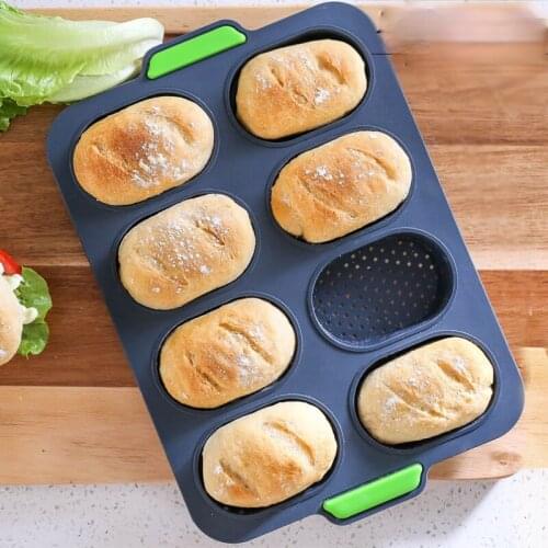 Silicone 8-cell French Bread Mold Non-stick BreadMold Toast Mold cake molds bakery accessories molding silicone heart molds