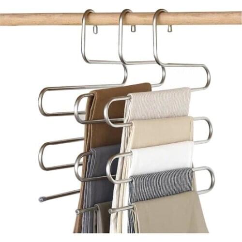 Modern Fatos Home 2 Pcs 5 Layer Pants And Scarf Hanger Silver