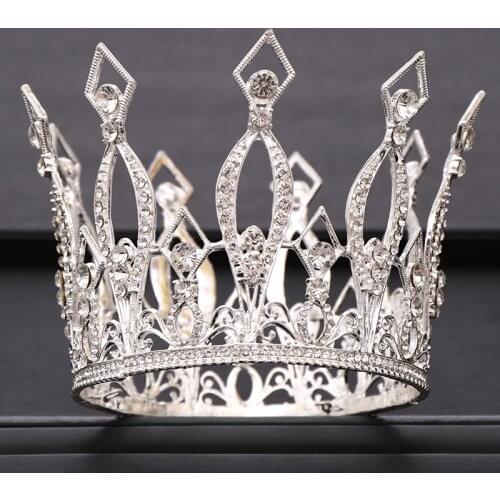 Wedding CrownSilver Color Baroque Rhinestone Crystal Crown Headdress Bridal Hair Accessories Party Crown Wedding Hair Jewellery