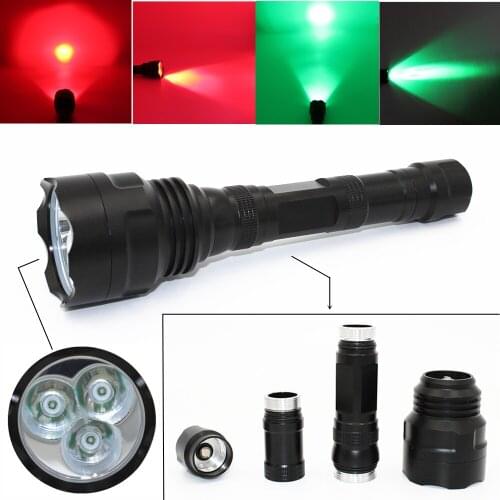 Green Red Light Tactical LED Flashlight Hunting Light Spotlight 3x XM-L Q5 1200 Lumens Ultra Bright Camping Lanterna