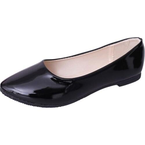 Women Ladies Slip On Flat Casual Shoes Solid Fashion Loafer Female Patent pointed plain flat shoes single Office Work shoes