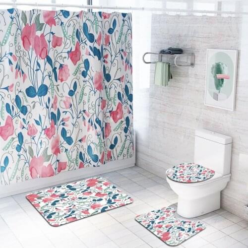 Creative floral pattern bathroom mats anti slip bathroom mat sets waterproof bathscreens toilet rugs absorbing carpet accerssory