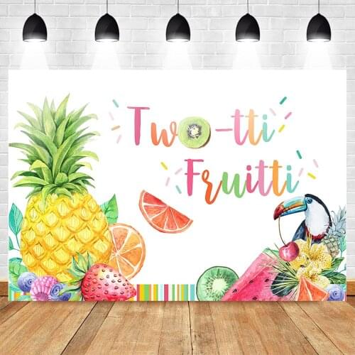 Twotti Frutti Birthday Backdrop Summer Fruit Birthday Party Photo Background Two-tti Frutti Birthday Backdrops for Girl Birthday