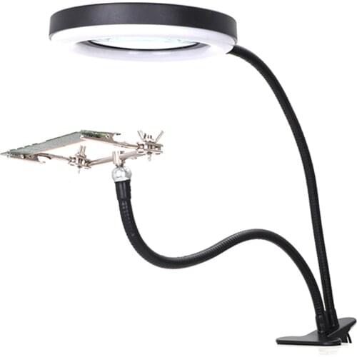 Magnifying Glass Light 10X Clip-On Clips For Soldering Repair DIY Crafts Live Streaming 9 Level Of Light Brightness Adjustable