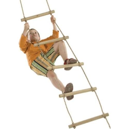 Rope Ladder With 6 Wooden Rungs Rope Ladder Climbing Game Toy Outdoor Training Activity Safe Sports Rope Swing Swivel Rotary