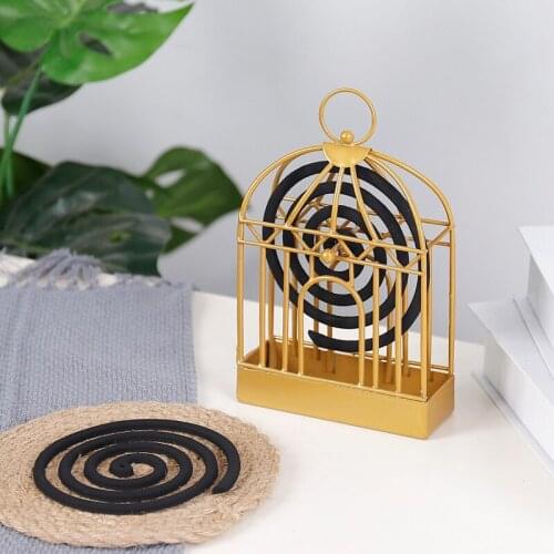 Iron Mosquito Coil Holder Hollow Mosquito Coil Box Round Incense Burner Home Office Portable Anti Scald Wrought Home Decoration